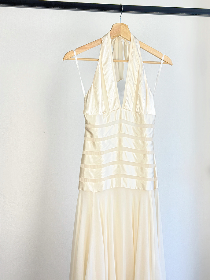 Vestido de seda blanco crema 4