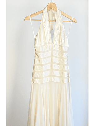 Vestido de seda blanco crema