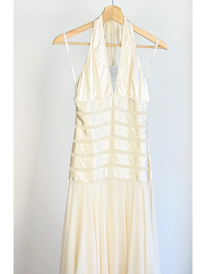 Vestido de seda blanco crema 2