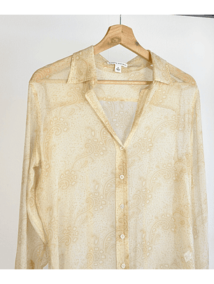 Camisa de seda beige