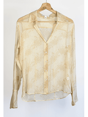 Camisa de seda beige