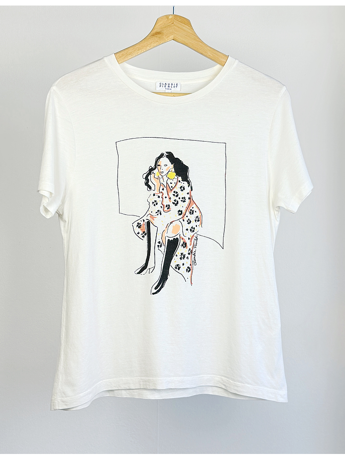 Polera blanca estampada  1