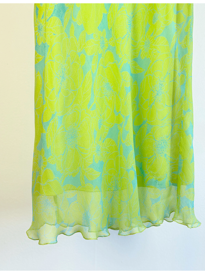 Falda verde de seda 2