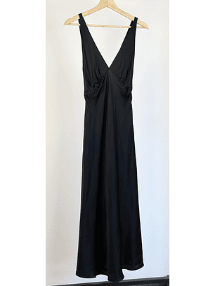 Vestido de seda negro satinado