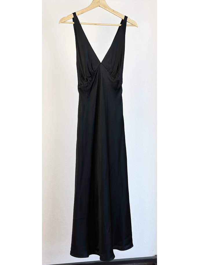 Vestido de seda negro satinado 1