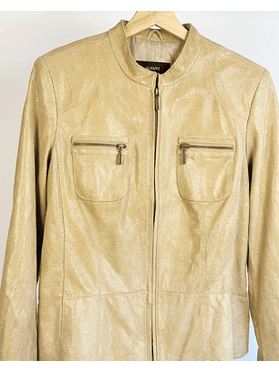Chaqueta beige de cuero