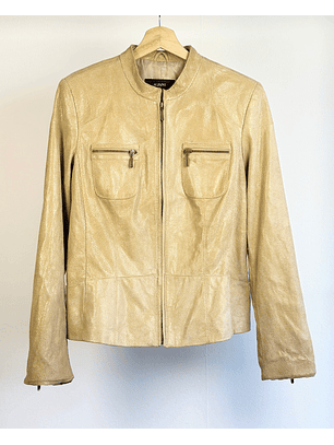 Chaqueta beige de cuero