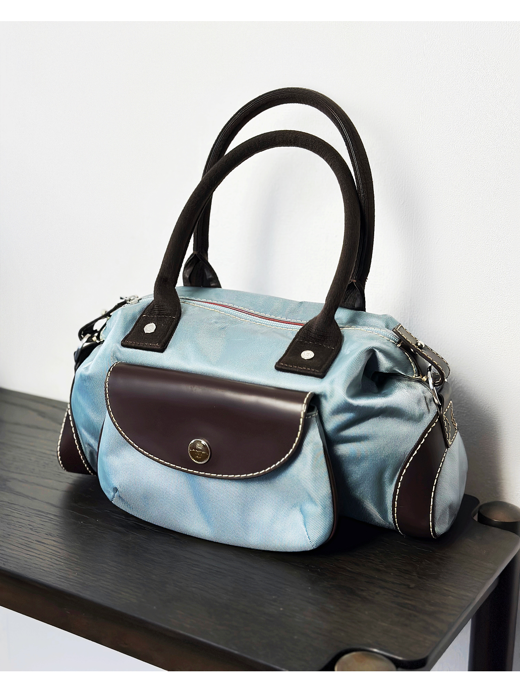 Bolso vintage de mano celeste 1