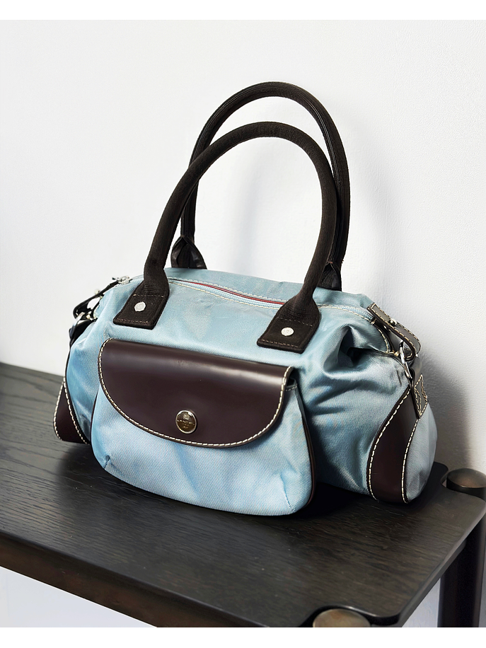 Bolso vintage de mano celeste 1