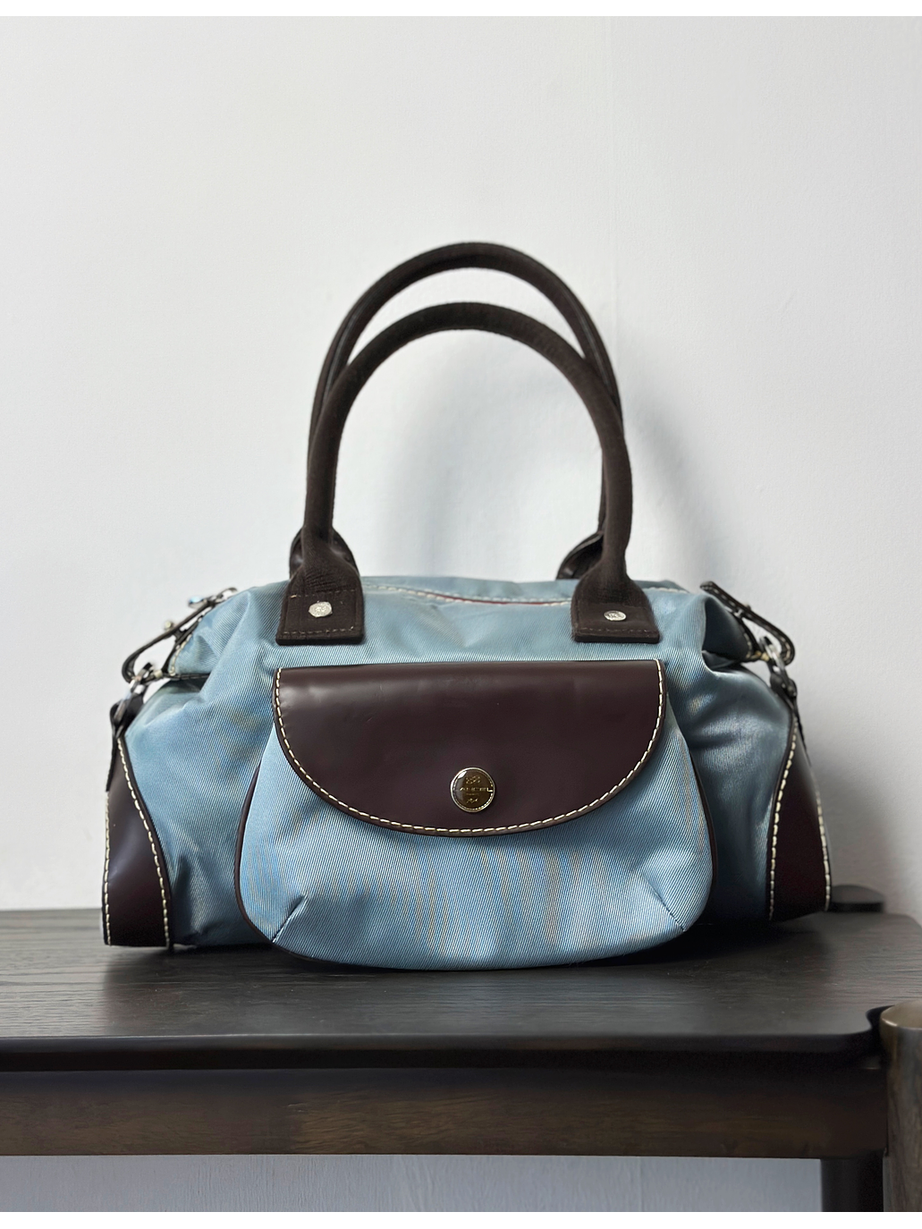Bolso vintage de mano celeste 2