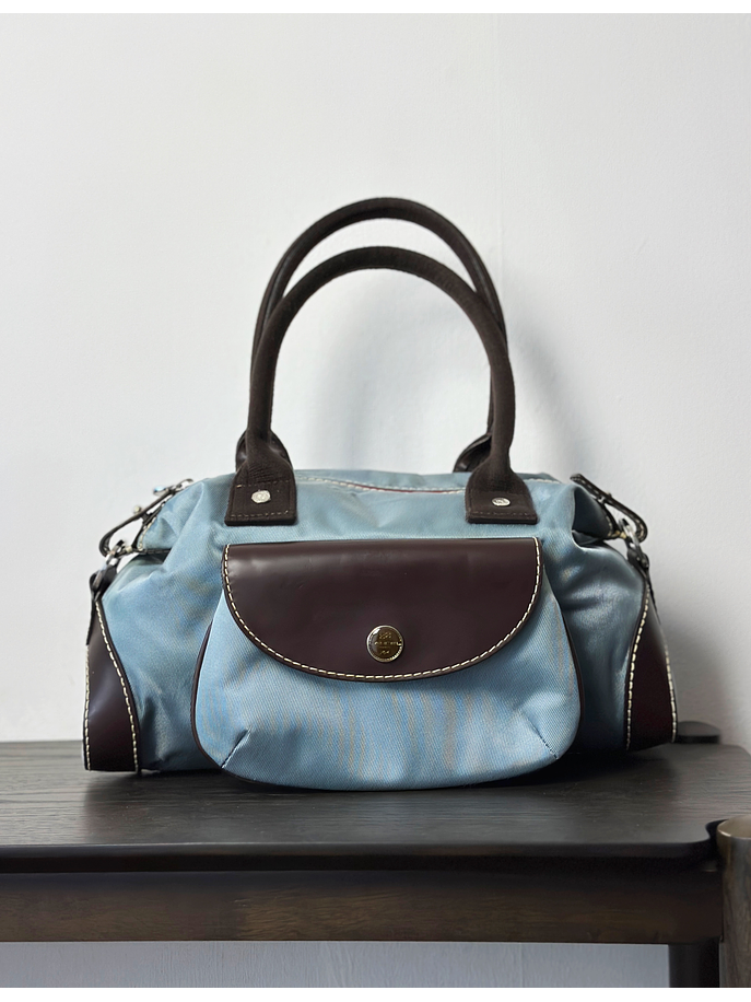 Bolso vintage de mano celeste 2