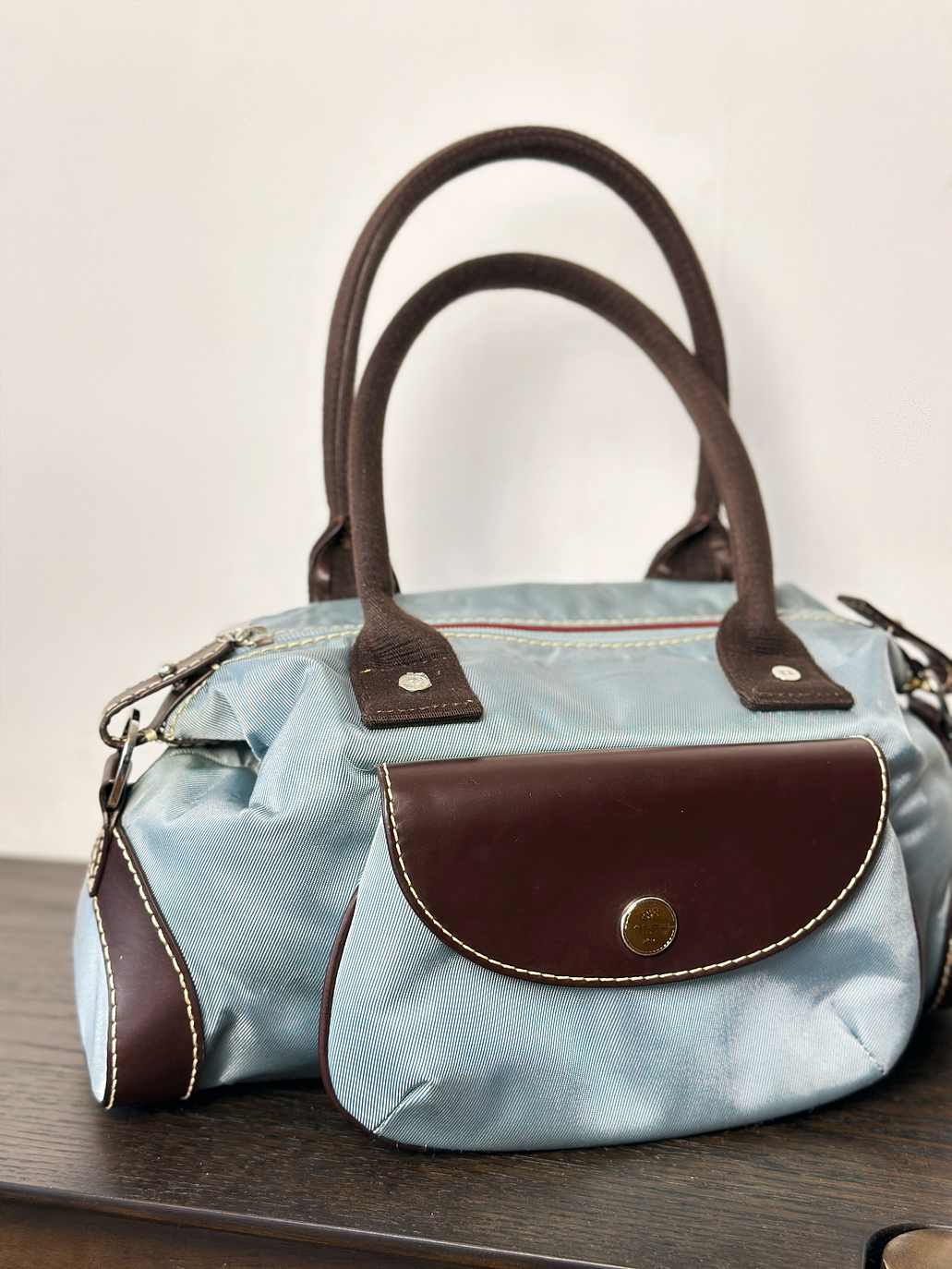 Bolso vintage de mano celeste 3