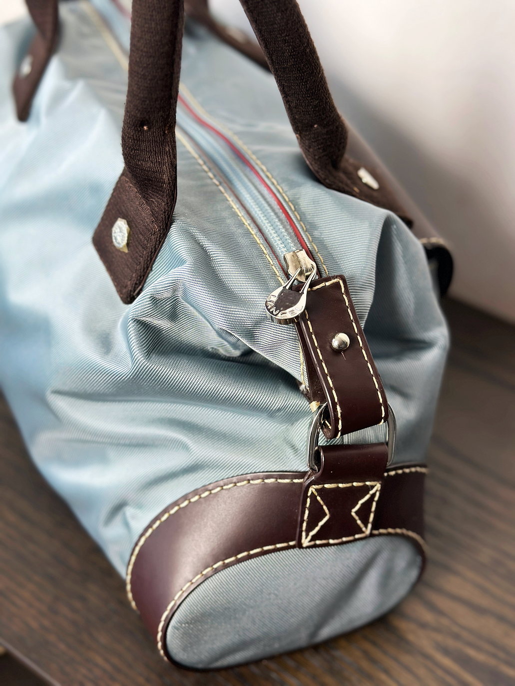 Bolso vintage de mano celeste 4