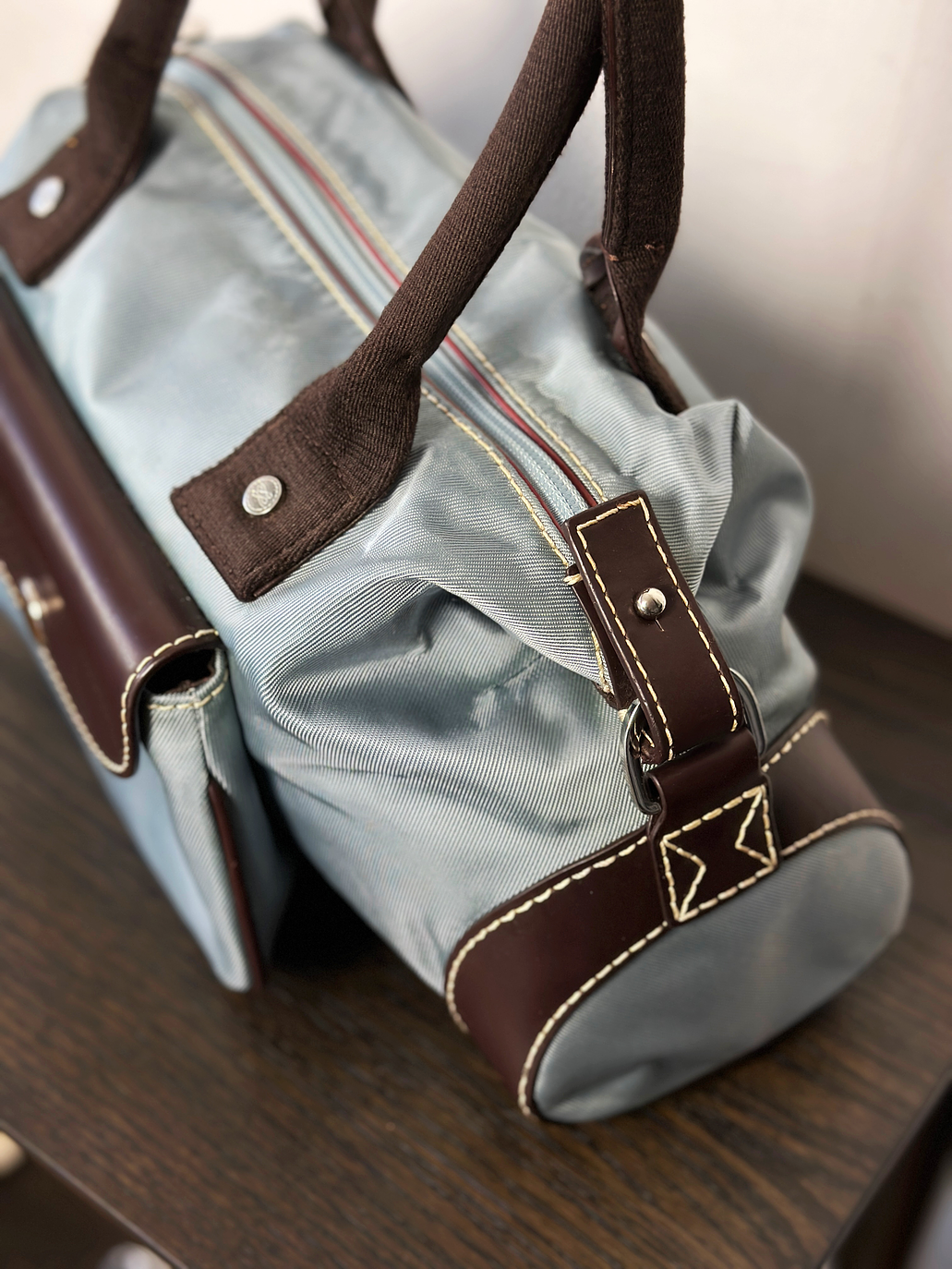 Bolso vintage de mano celeste 5