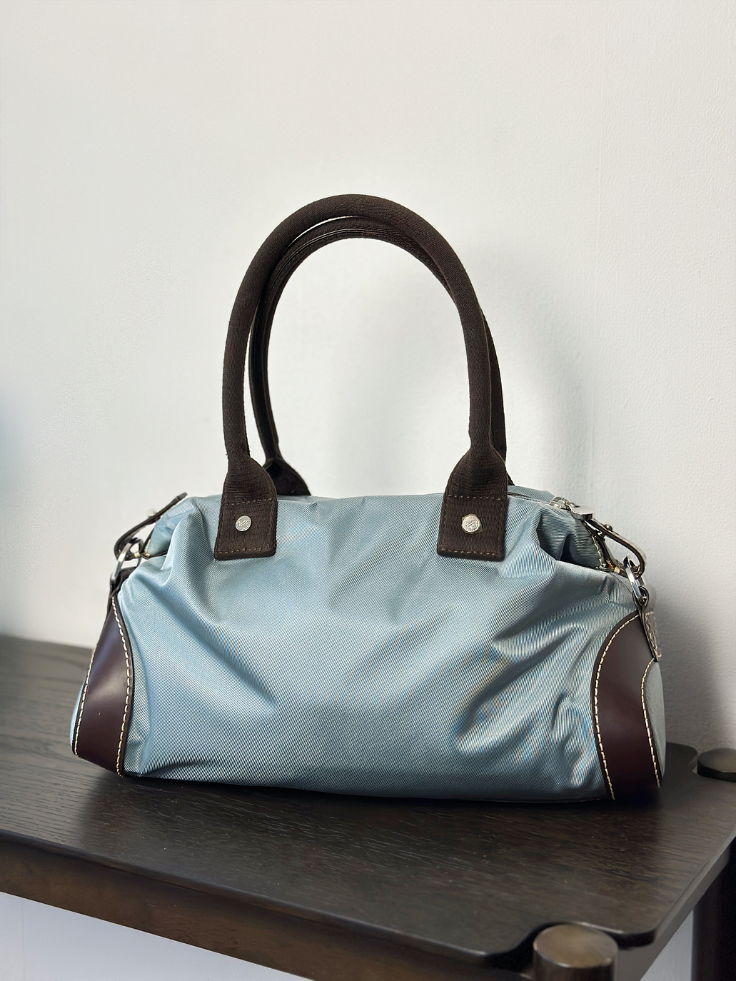 Bolso vintage de mano celeste 6