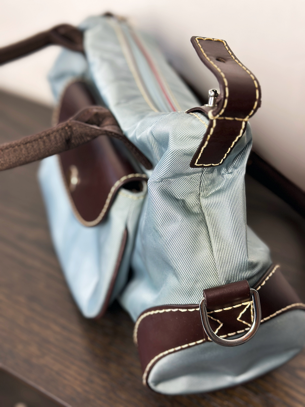 Bolso vintage de mano celeste 9