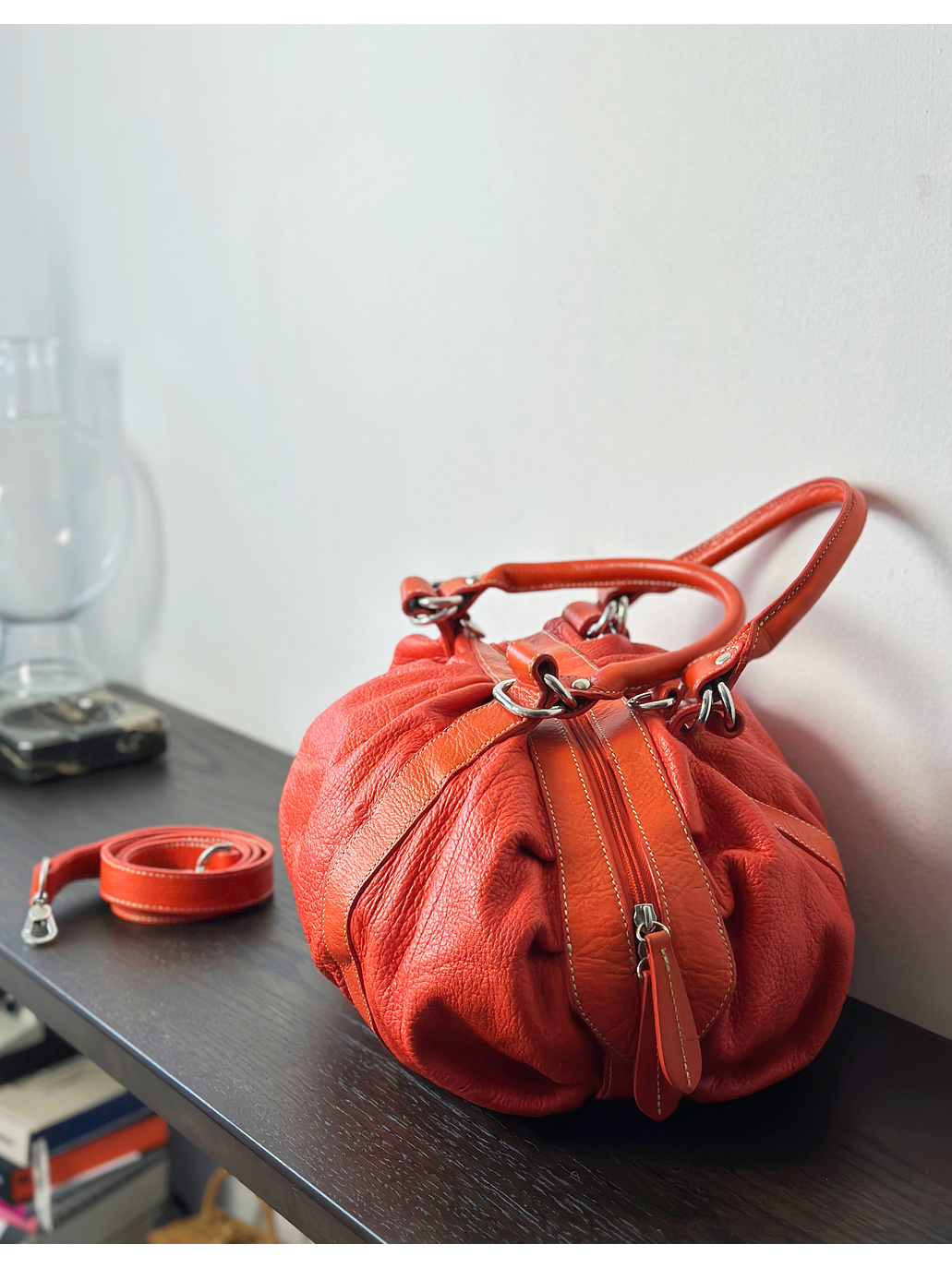 Bolso de cuero naranjo 3