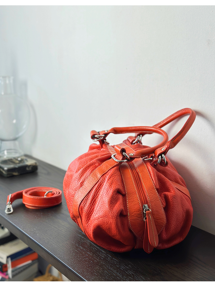 Bolso de cuero naranjo 3
