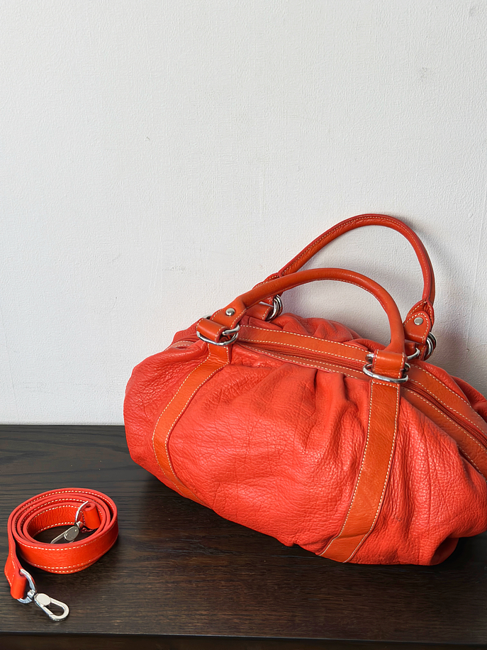 Bolso de cuero naranjo 4