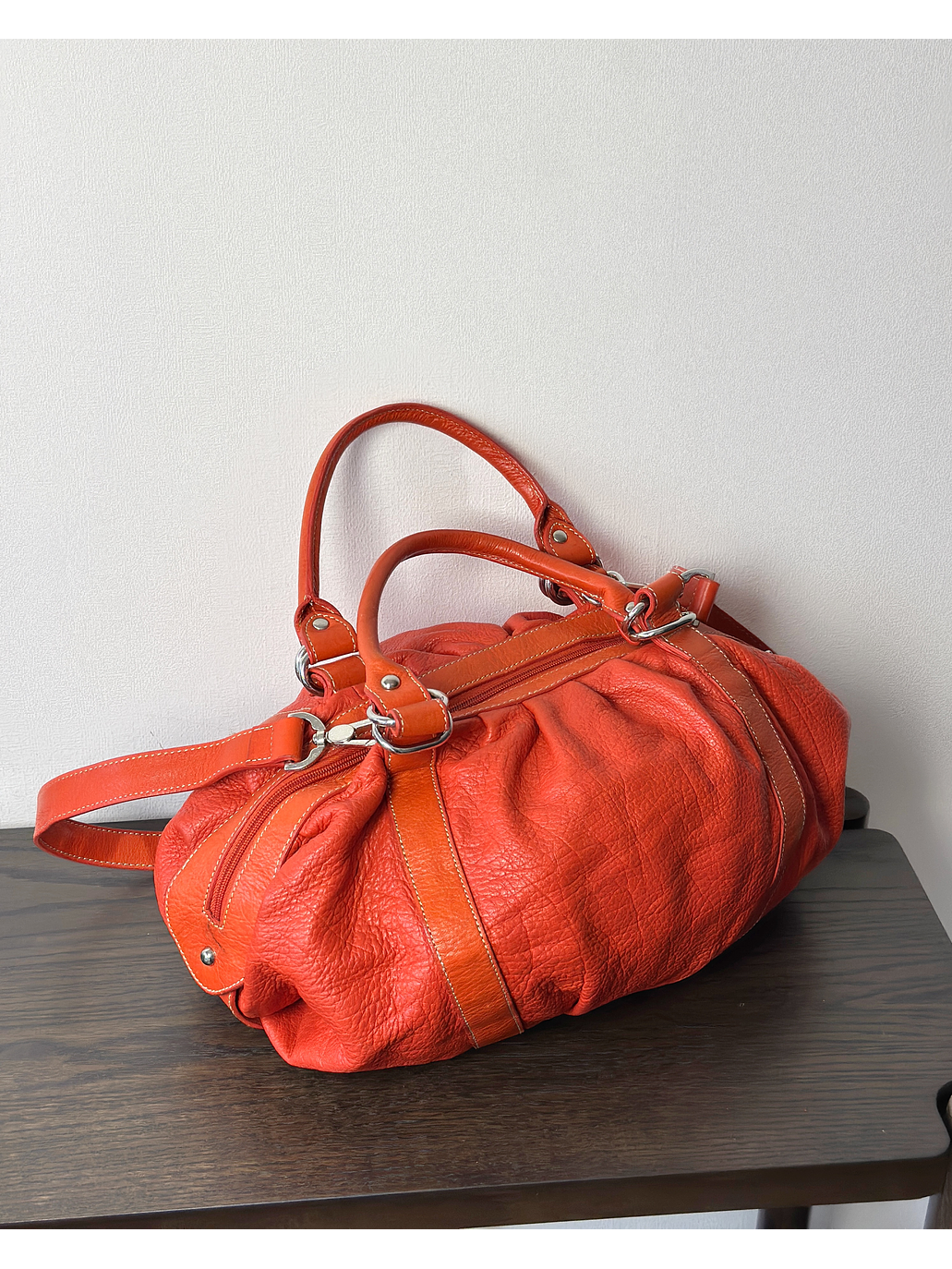 Bolso de cuero naranjo 2