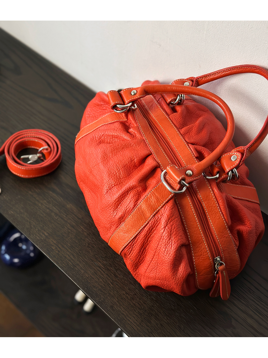 Bolso de cuero naranjo 1