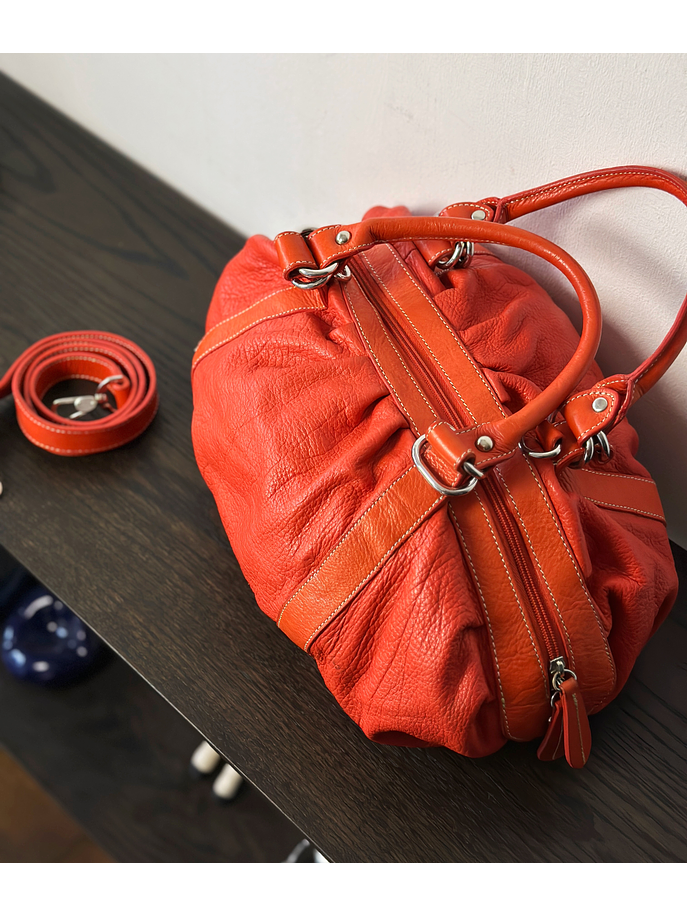 Bolso de cuero naranjo 1