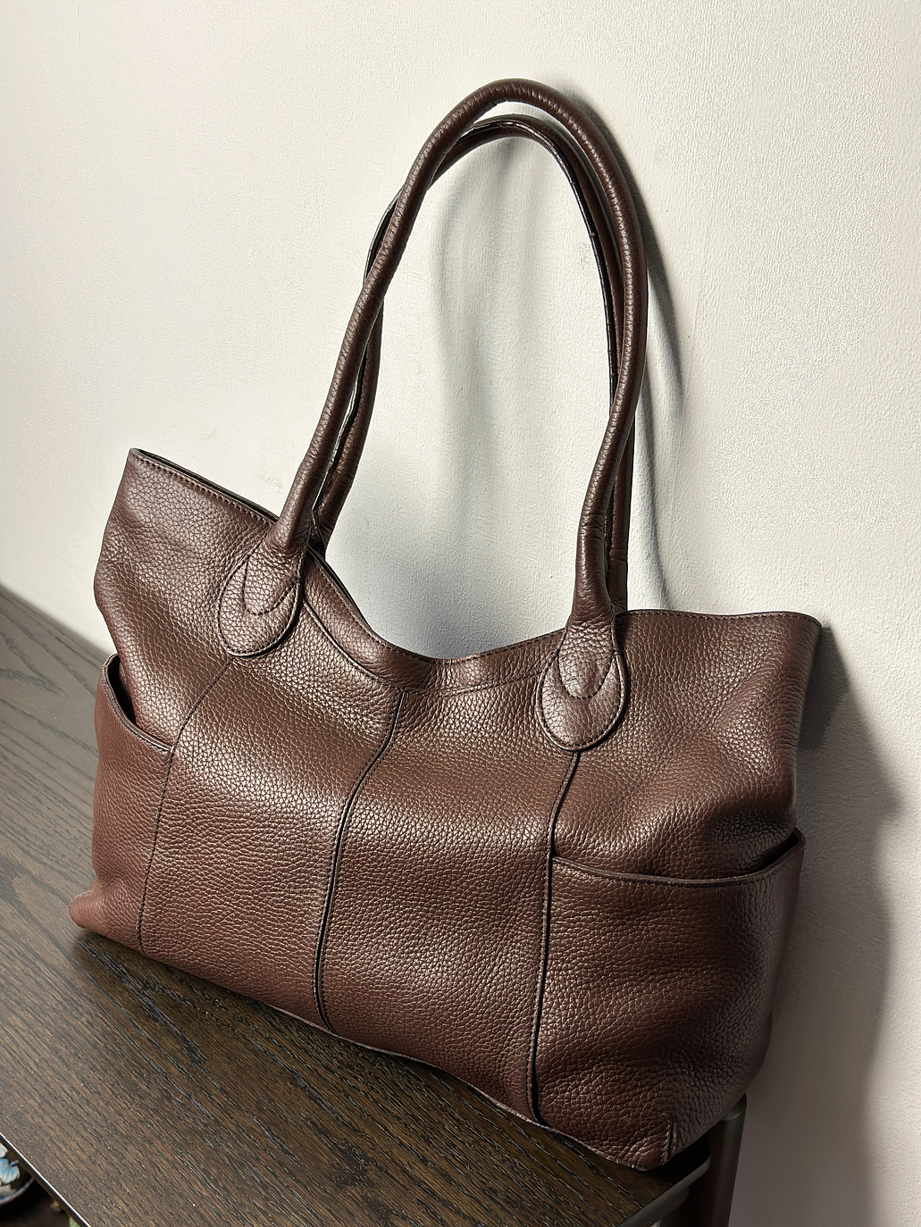 Bolso café de cuero 1