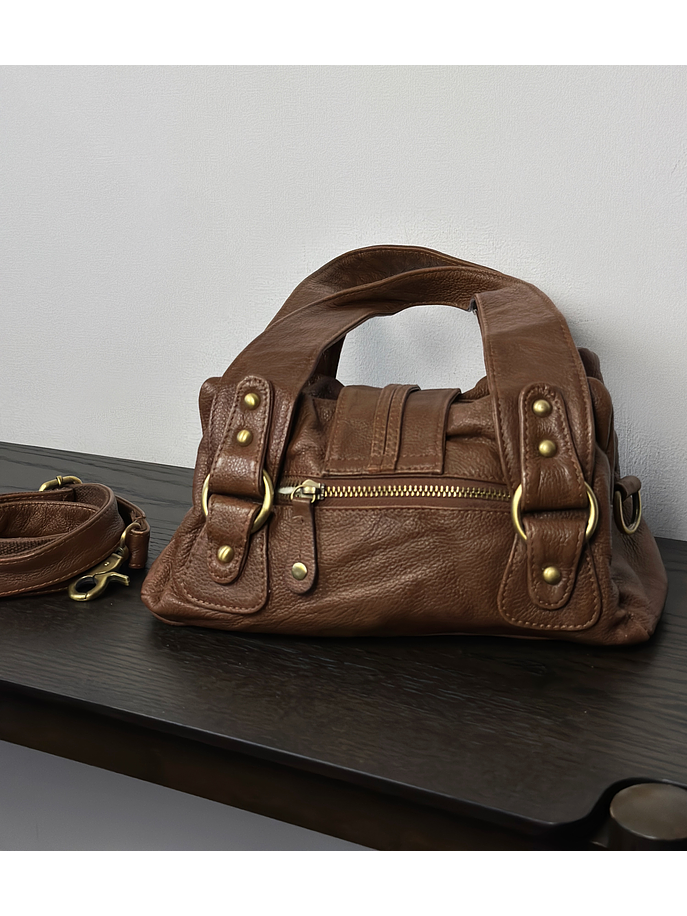 Cartera de cuero café  4