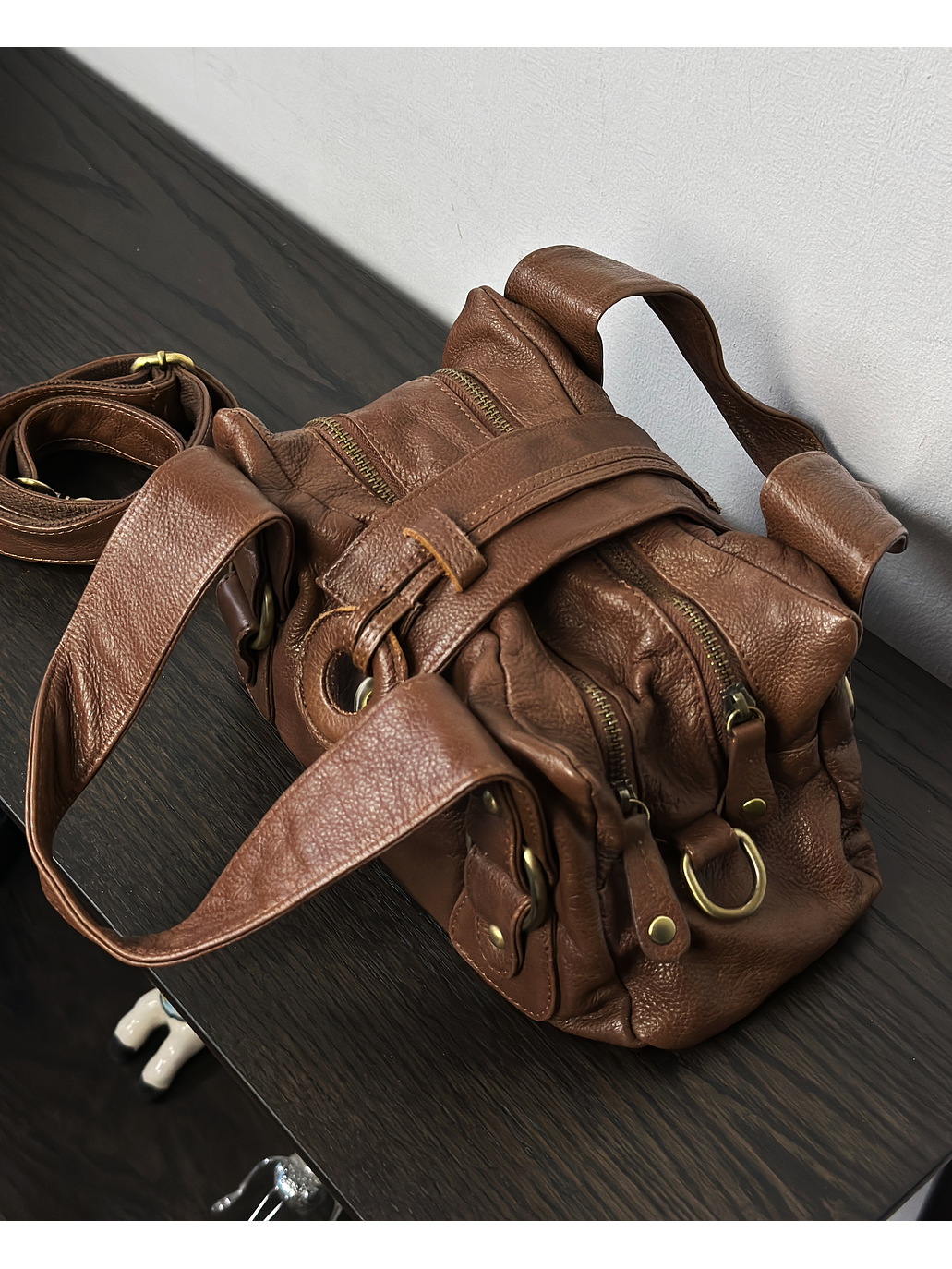 Cartera de cuero café  5