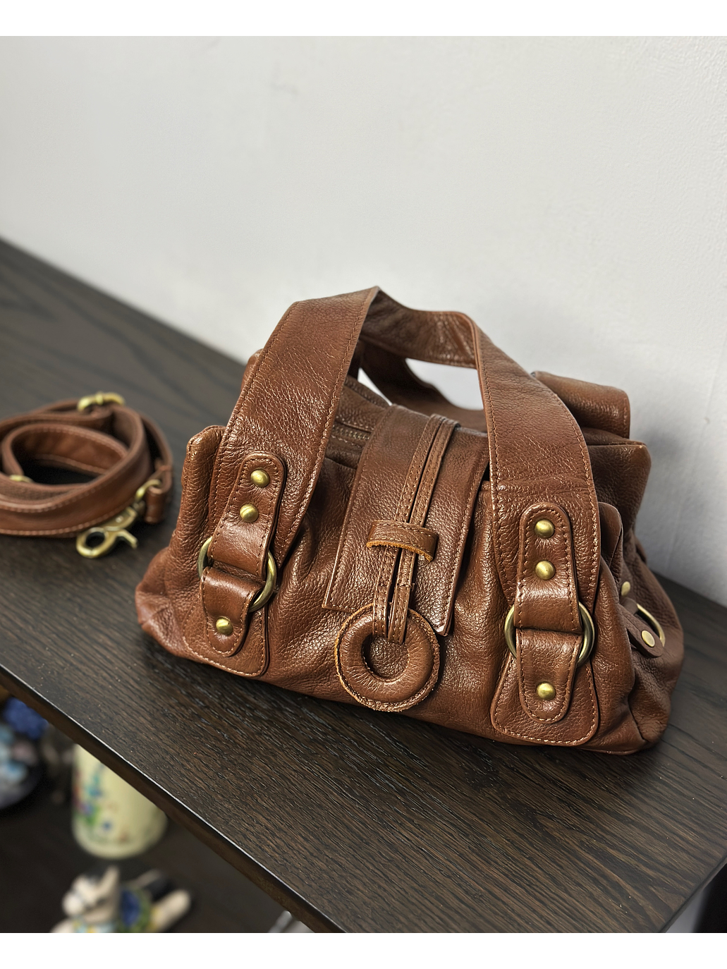 Cartera de cuero café  2