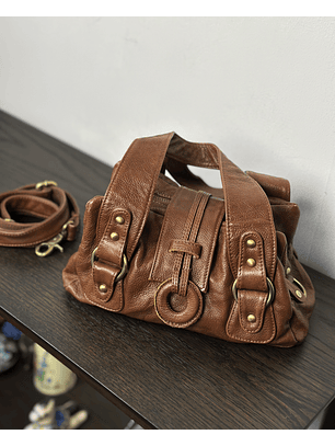 Cartera de cuero café 