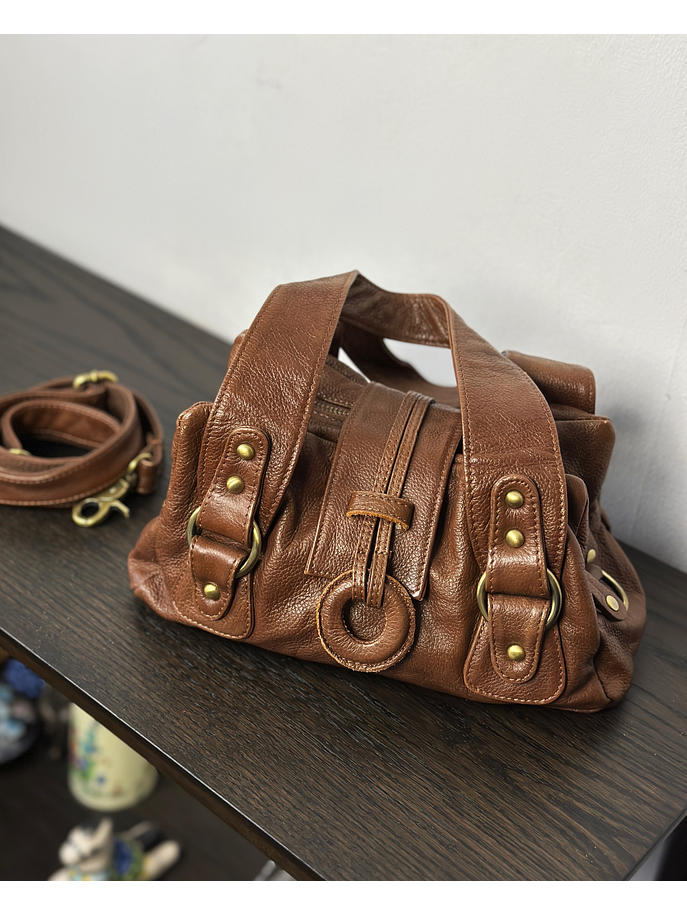 Cartera de cuero café  2