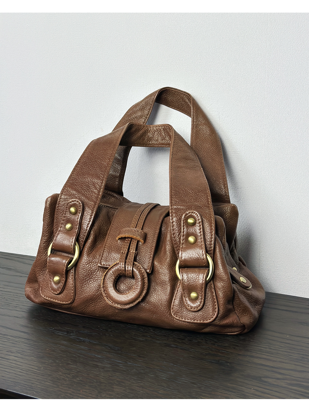 Cartera de cuero café  1