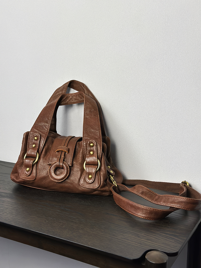 Cartera de cuero café  3