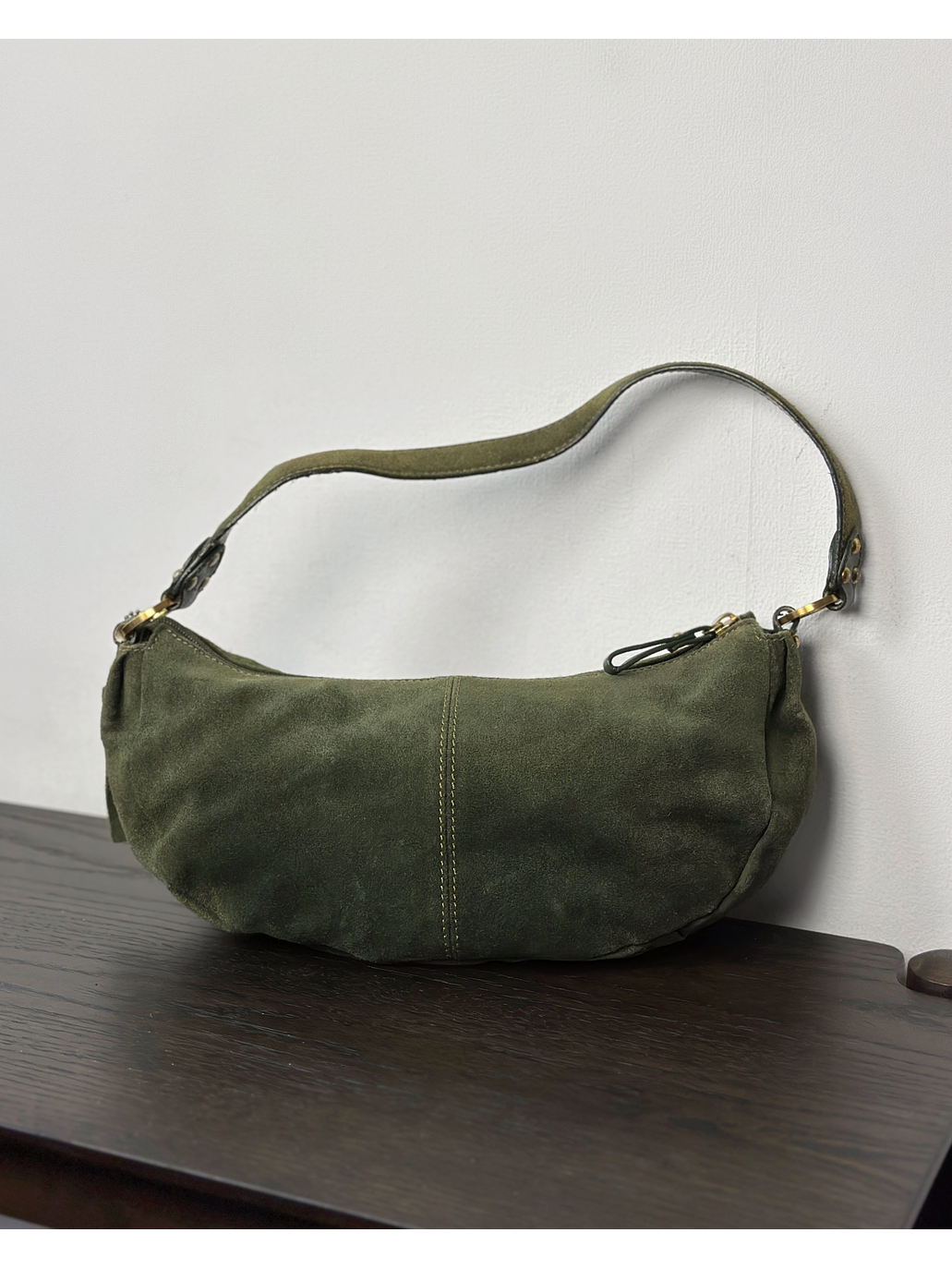 Cartera de gamuza verde 3