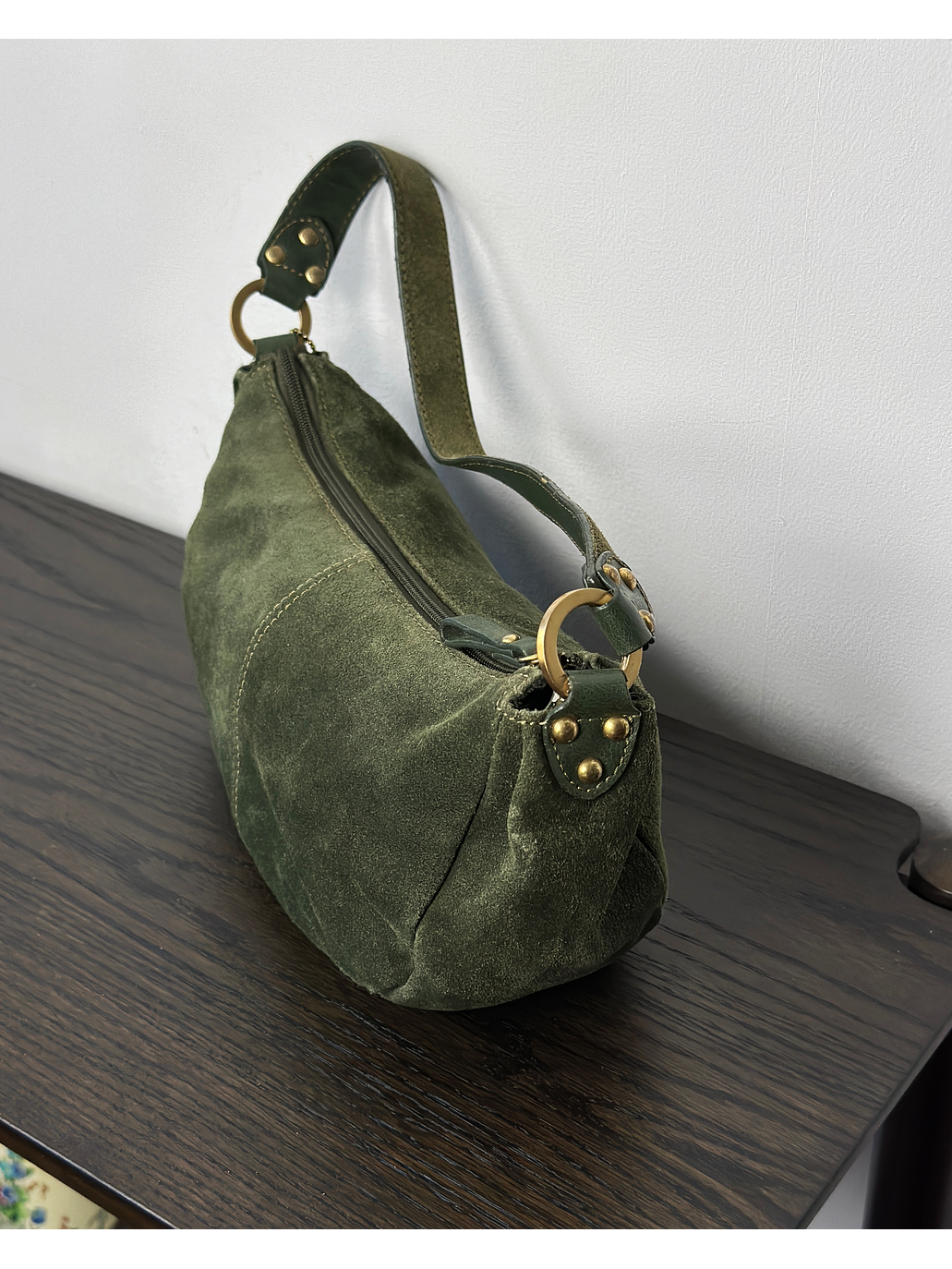 Cartera de gamuza verde 2