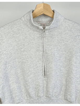 Polerón gris jaspeado con cierre