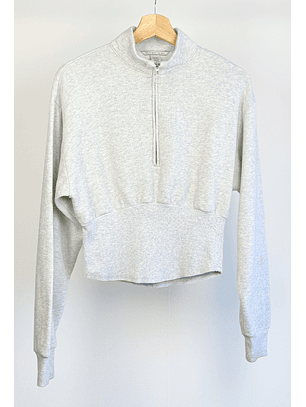 Polerón gris jaspeado con cierre