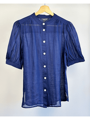 camisa azul manga corta