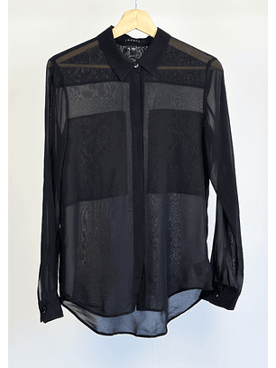 camisa negra de seda 