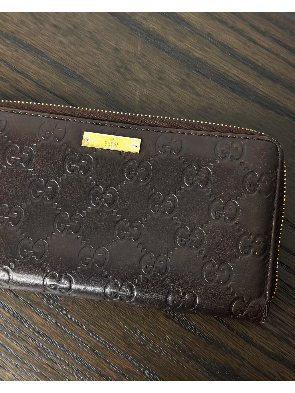 Billetera larga café de cuero 3