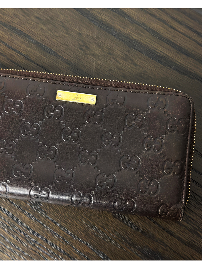 Billetera larga café de cuero 3