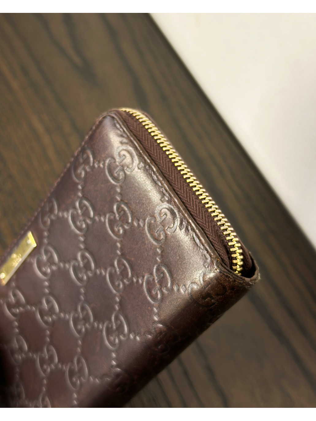 Billetera larga café de cuero 11