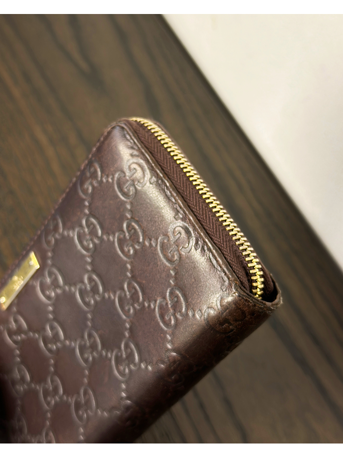 Billetera larga café de cuero 11