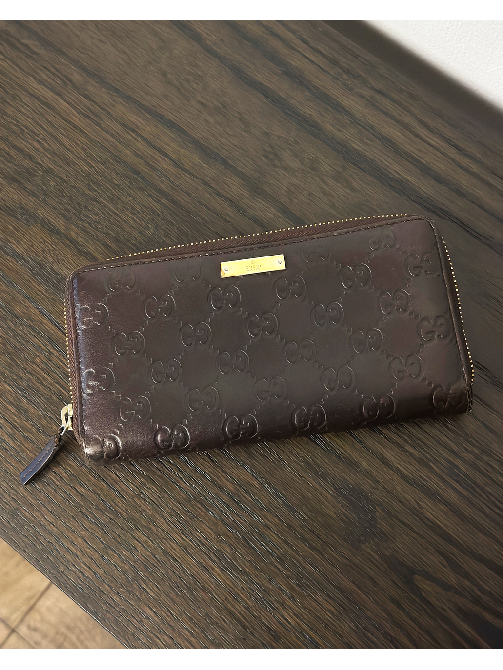 Billetera larga café de cuero 4