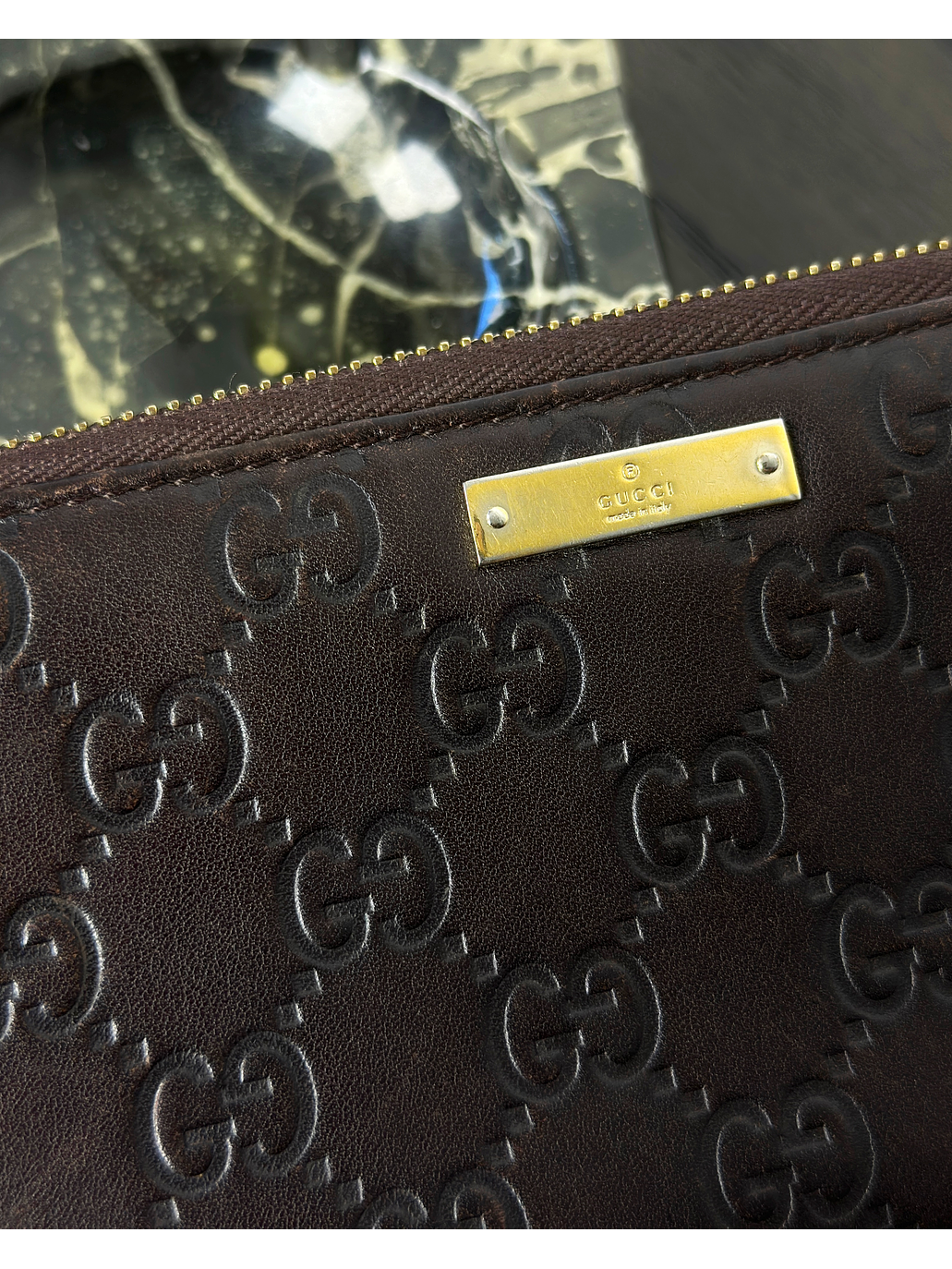 Billetera larga café de cuero 9