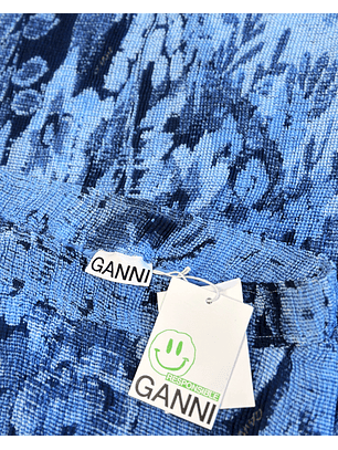 Falda azul floreada plisada