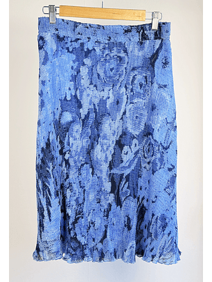 Falda azul floreada plisada