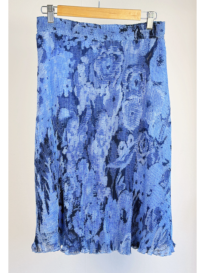 Falda azul floreada plisada 1