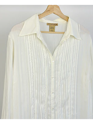 Camisa crema plisada 